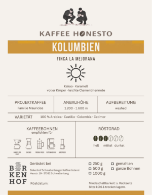 Kolumbien – Finca La Mejorana (Filter) Etikett