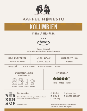 Kolumbien – Finca La Mejorana (Espresso) Etikett
