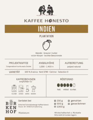 Indien – Plantation (Espresso) Etikett
