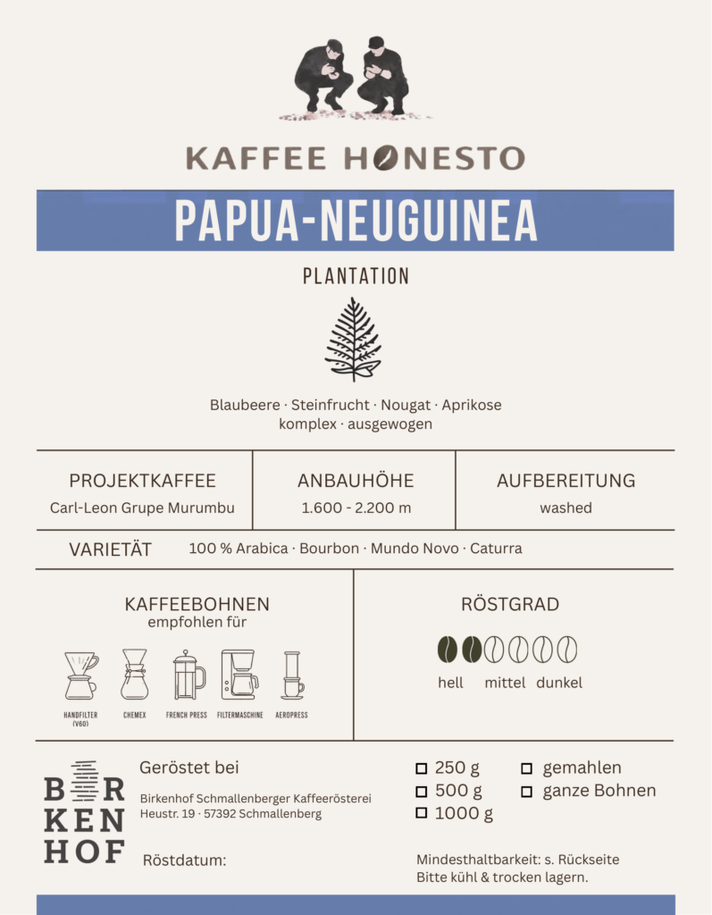 Papua-Neuguinea – Plantation Etikett