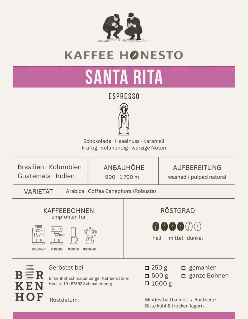 Espresso Santa Rita Etikett